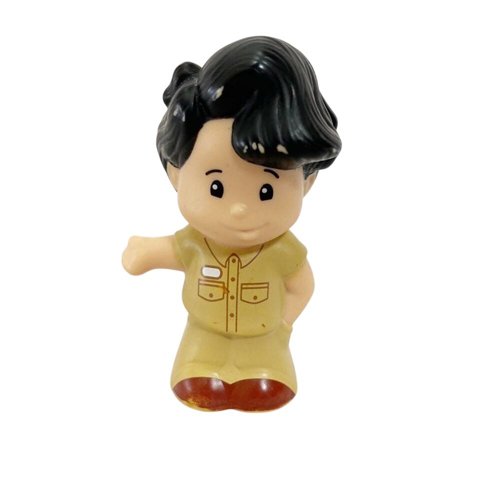 FISHER-PRICE LITTLE PEOPLE Man Tan Uniform Black Hair Figure Toy Replacement
